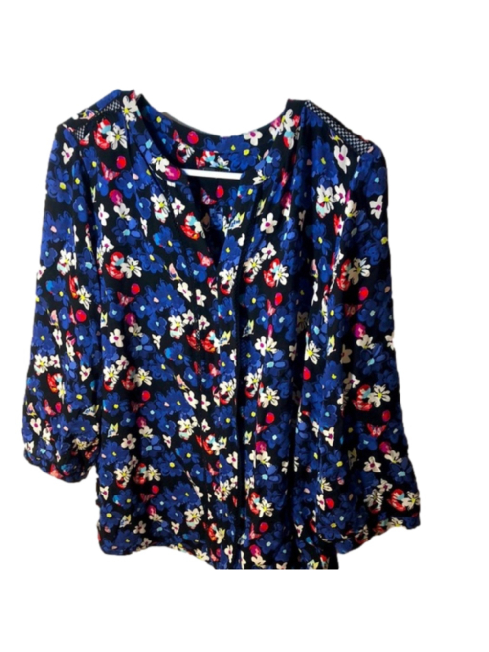 LP Talbots blue floral blouse
